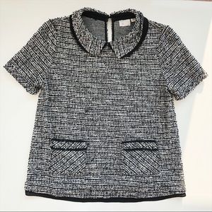 Anthropologie tweed top with pockets